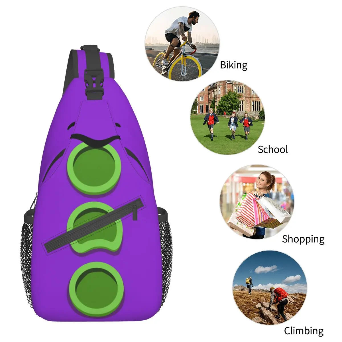 Purple Tentacle Day Of The Tentacle Crossbody Chest Bags Pockets Travel Pack Messenger Sports Teens Shoulder Bag Unisex