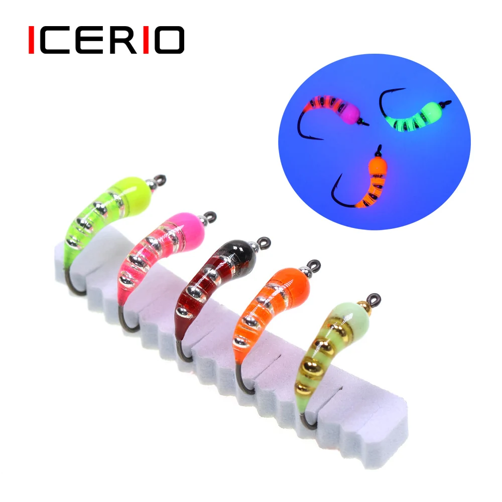 Moscas Bead Head ICERIO – Ninfa Caddis Pupa Pesca en Hielo Trucha