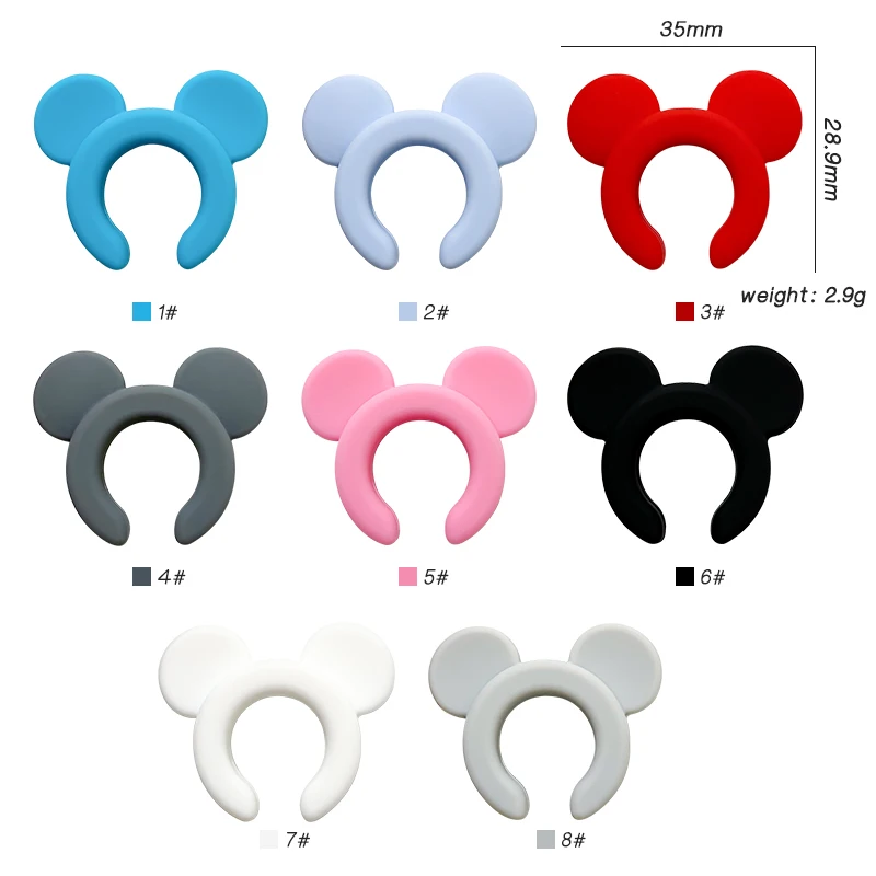 20pcs New Focal Silicone Beads BPA Free Minnie Semi-circular Baby Chew Teething Toy DIY Beaded Pen Jewely Making Accessories