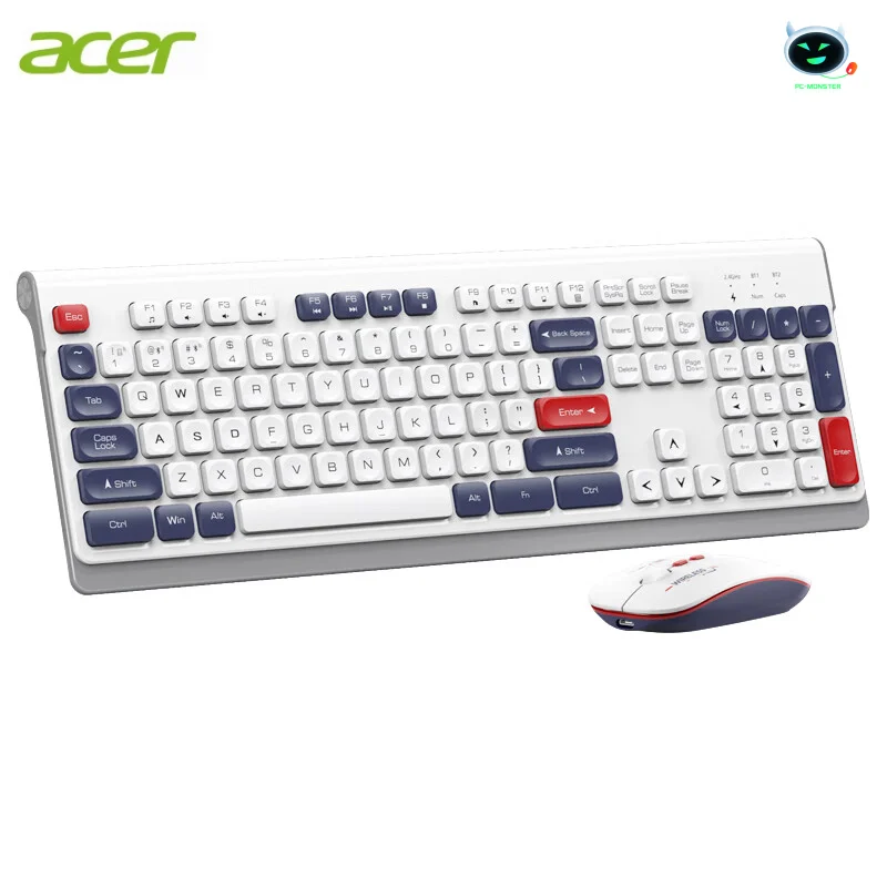 Acer Bluetooth Wireless Dual-mode Keyboard and Mouse Set Type-c Charging Suitable For Mobile Phones Tablets Keyboard Kit KM41-6W