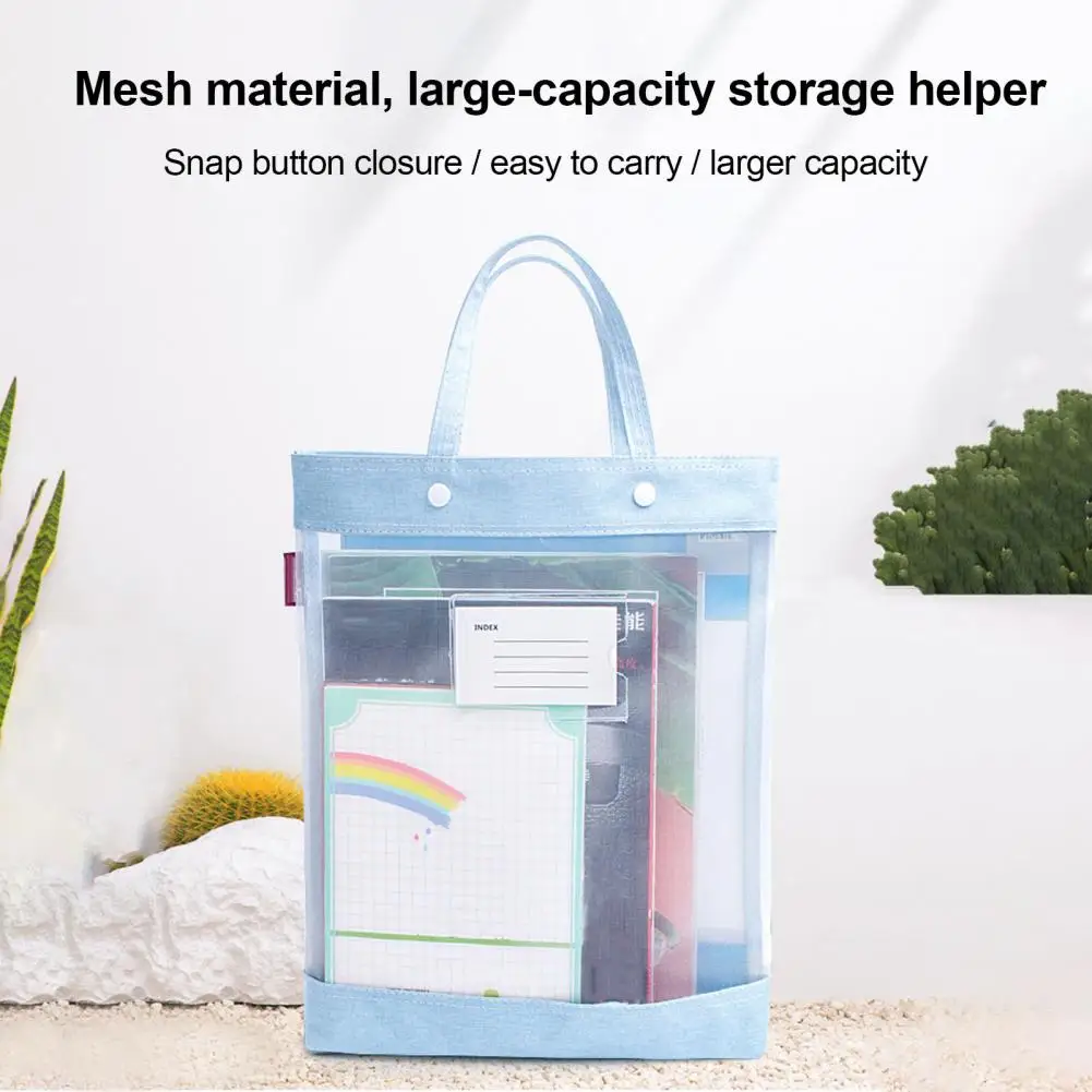 Handheld File Holder Portable Transparent Document Storage Bag with Strong Load-bearing Capacity Handle for File Organization