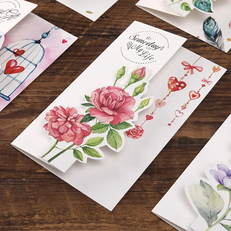 Floral Greeting Cards with Envelopes Creative Bouquet Greeting Folding Card for Wedding Invitation Xmas Blessing Birthday Card