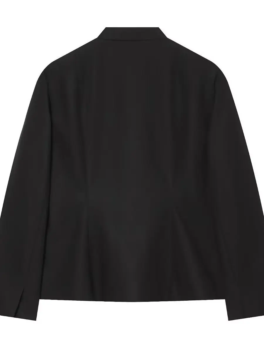 New Chinese Style Short Outerwear Women's Jacket Black Button Knot Neckline Vintage Autumn Suit Long Sleeve Polyester Fiber