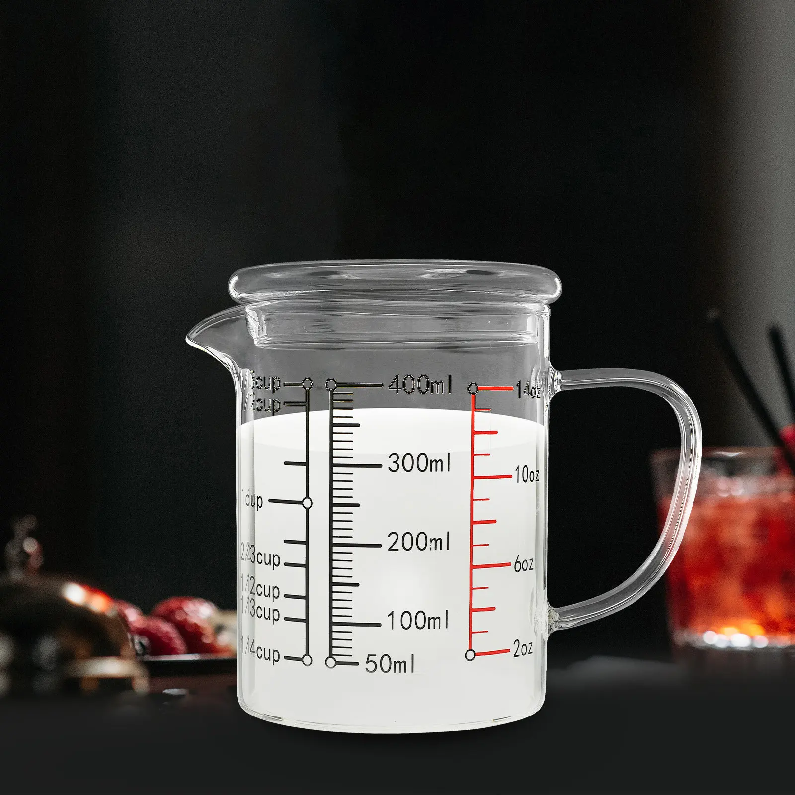 

Glass Measuring Cup Covered Milk Coffee Cup Heat Resistant High Grade Glass Suitable Home Restaurant Bar Accurate Liquid