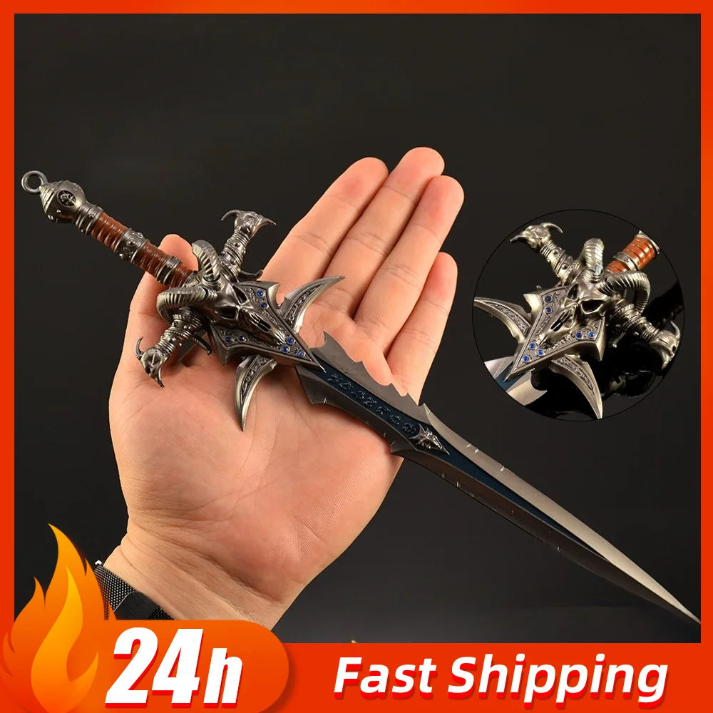 30cm Frostmourne Swords World of Warcraft Lich King Weapon Sheepshead Sword Metal Katana Model Safety Knife Studded Toys Boy