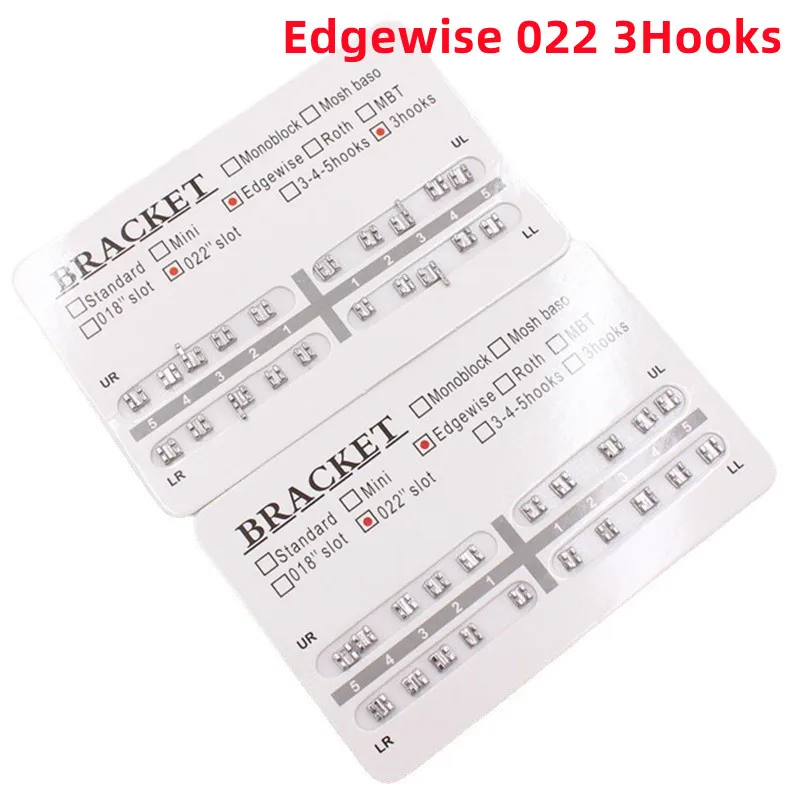 20Pcs/Pack Dental Orthodontics Bracket Edgewise Metal Brackets Braces Upper And Lower Ultra Thin 3 Hook 022\