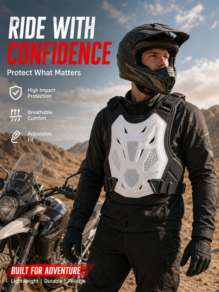 Motorcycle Armor Vest Off‑Road Motorbike Chest Back Shoulder Protector Anti‑Fall Breathable Adjustable Riding Protective Gear