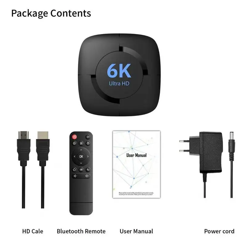 6K Android 14.0 TV BOX 2GB RAM 16GB ROM RK3518/RK3528 2.4G/5G Wifi 6K Media Player Set Top Box UK-Plug