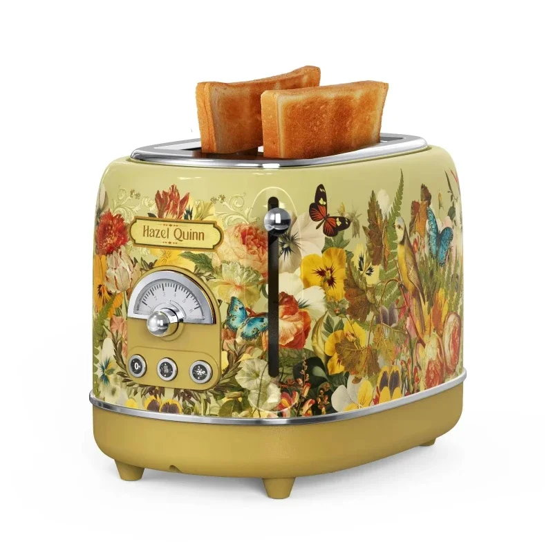 Household Vintage Toaster Multi-Function Double-Sheet Stainless Steel Automatic Pop-Up Toaster with Grill