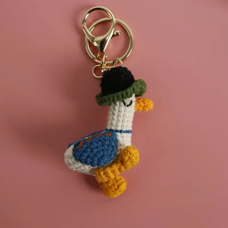 Funny Duck Crochet Keychains Cartoon Duck Doll Knitting Keyrings For Car Keys Cute Knittied Duck Keychain Wholesale Accessories