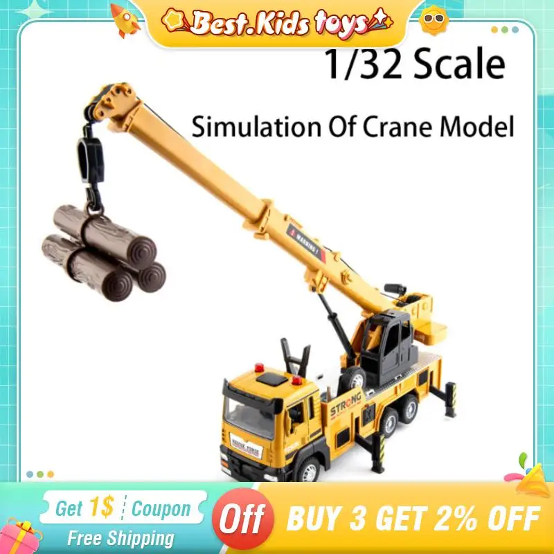 1/32 Alloy Inertia Locomotive Crane Truck Model With Sound And Light Engineering Vehicle Rebound Children's Toys Birthday Gifts