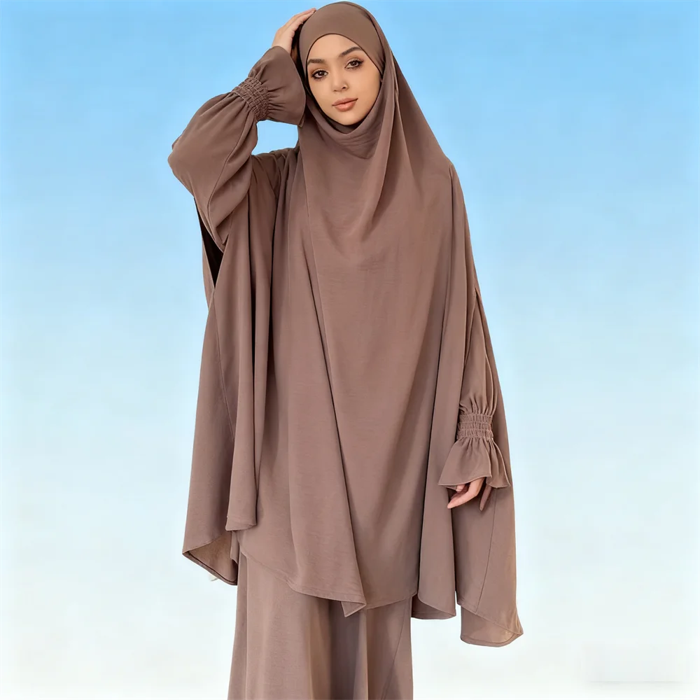 

Мусульманские комплекты для Рамадана, 2 шт., платье-хиджаб, арабский халат, химар, Джалабия, Ид, Джеллаба, Абая, бурка, кафтан, Абая, молитва, одежда