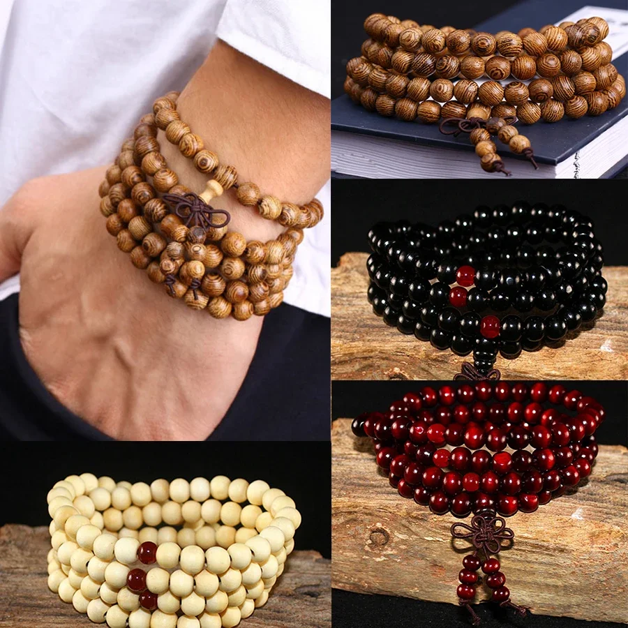 [ Wholesale Prices ] 6mm Natural Sandalwood Buddhist Bracelet Men Women Prayer Meditation Wood Beads Bracelets Bangles Chain