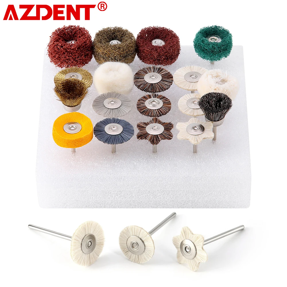 18Pcs AZDENT Dental Polishing Brush Kits Ceramic Porcelain Grinding Polish Dentistry Instruments Lab Tool