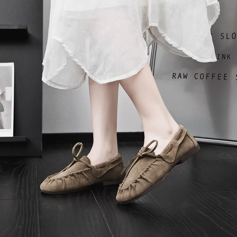 AIYUQI Damen-Loafer im britischen Stil 2026 – Neue Beanie-Schuhe aus echtem Leder für Damen, flache, rutschfeste Vintage-Slipper für Frauen – Detail 5
