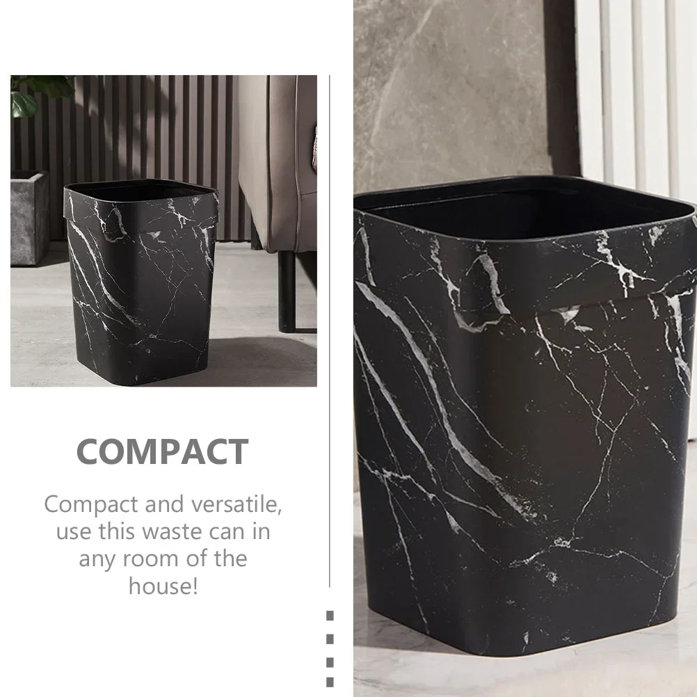 Black Bathroom Decor Marble Trash Can Garbage Car Square Office Black Bathroom Decor Plastic for