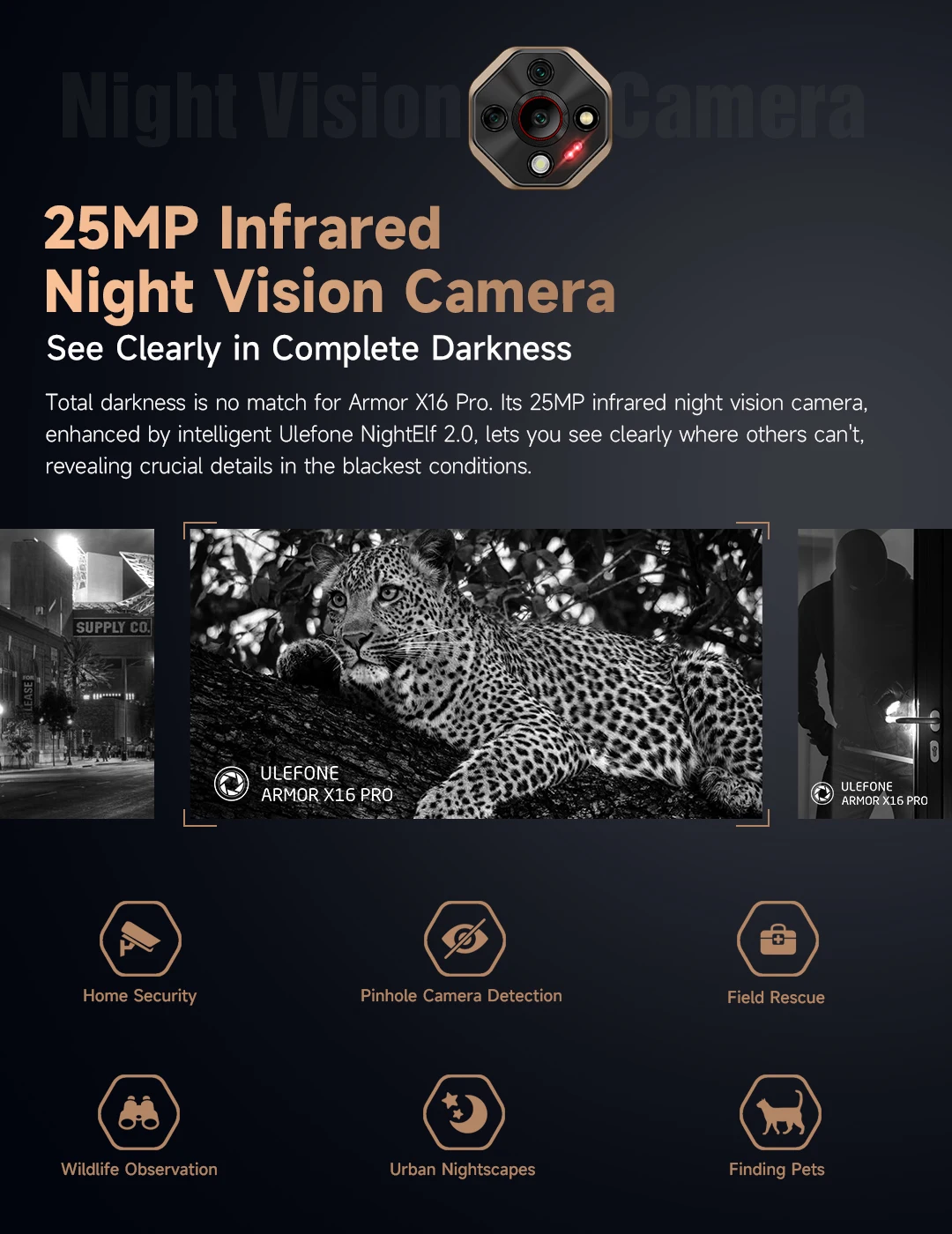 Ulefone Armor X16 Pro 10360mAh Glare Flashlight 5G Rugged Phone Smartphone Android 15 Up to 16GB+256GB 64MP Main Cam 6.56" 120Hz