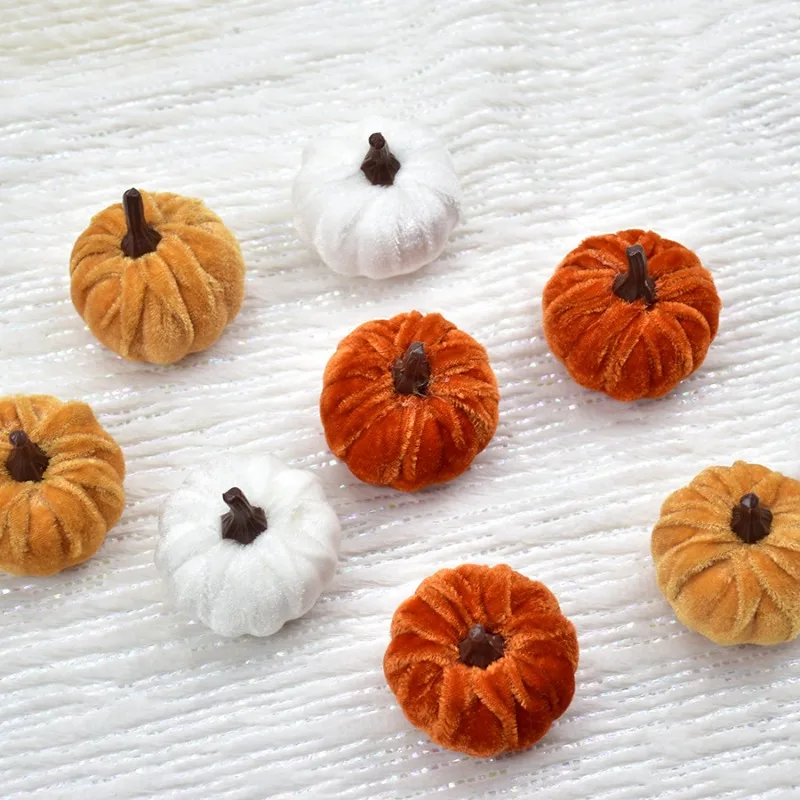 10-teiliges Halloween-Kürbis-Set 5CM Künstliche Kürbis-Dekorationen Halloween-Party Samt-Kürbis Tischdekoration Halloween-Deko – Detail 3
