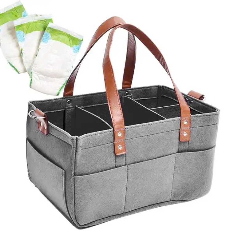 

Корзина для подгузников Caddy, вместительная сумка для мягких войлочных подгузников, многофункциональное портативное хранилище для подгузников с ручками для салфеток, подгузников