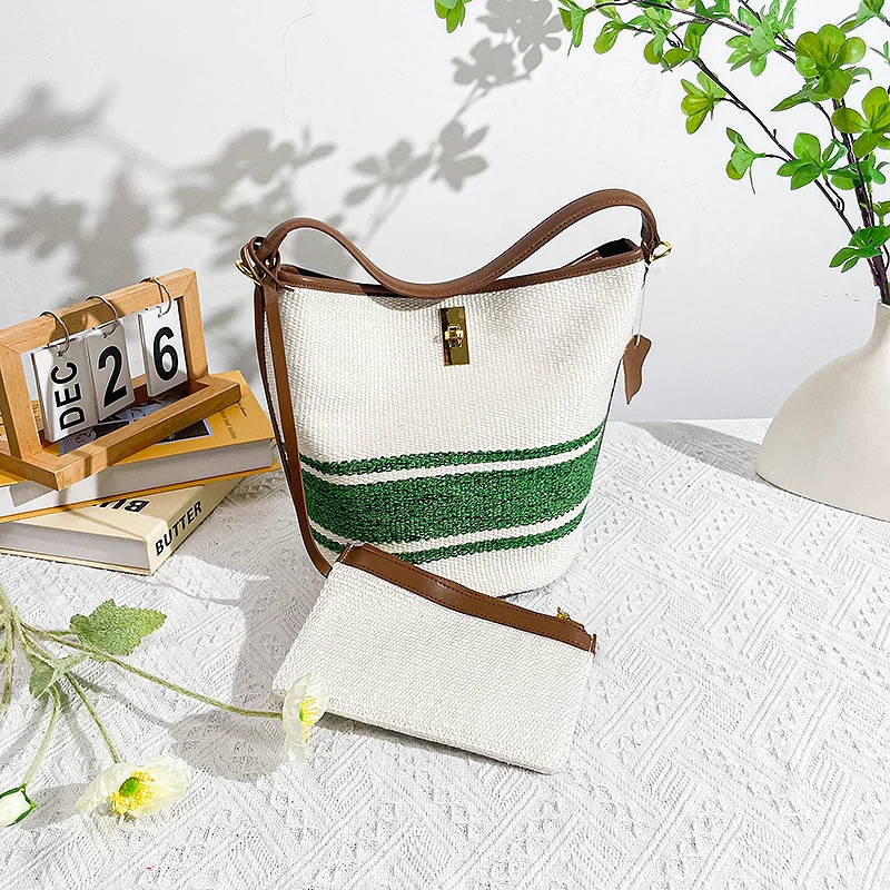 

Роскошная дизайнерская женская холщовая сумка-мешок, разноцветная полосатая ткань, повседневная модная сумка-тоут, сумка на плечо на весну и лето