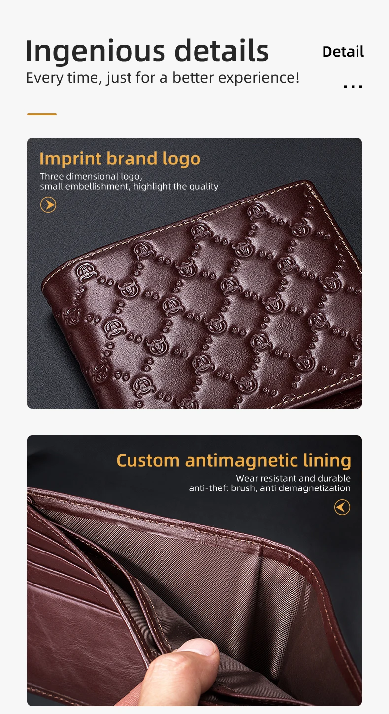 BULLCAPTAIN Herren-Geldbörse aus Echtleder mit RFID-Schutz, Ausweisfenster, vertikale Bifold-Geldbörse für Herren mit Vintage-Kartenhalter – Detail 12