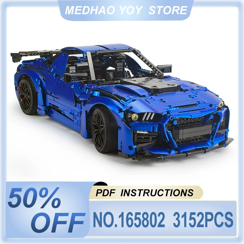 Custom Technical Metallic Plating Cool Super Sports Vehicle 1:8 MOC 165802 Buidling Block Brick Puzzle DIY Toy Chrismas Gift Kid