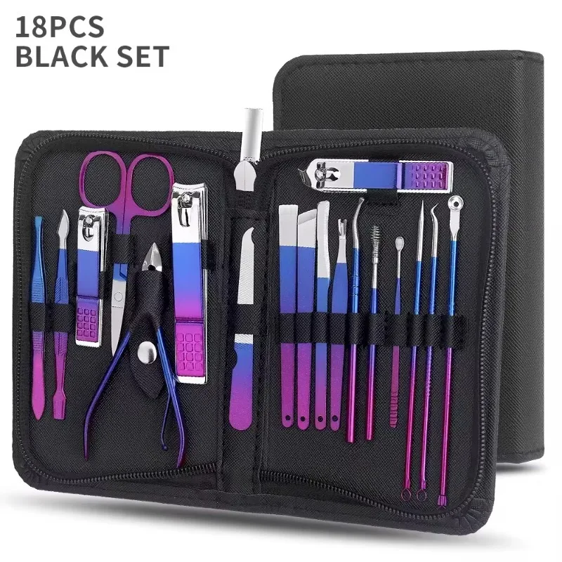 Manicure Set Pedicure Nail Clippers Set 9/18pcs Professional Grooming Tools Including Facial Fingernails and Toenails Nail Care