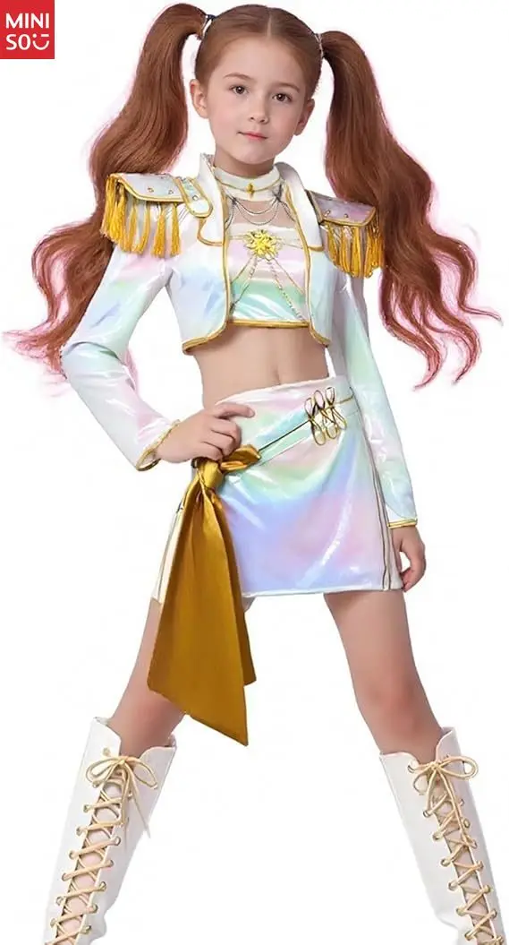 Miniso Witcher Girl Group Mira Platinum Cosplay, Anime Zoe Lumi Weiß Bühnenoutfit Performance Kostüm