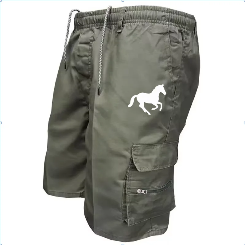 Outdoor Cargo-Shorts, Herren-Overall, Shorts mit elastischem Bund, Radlerhose, Shorts mit mehreren Taschen, lockere Arbeitshose, Strand- und Sportshorts, bedruckte Hose. – Detail 5