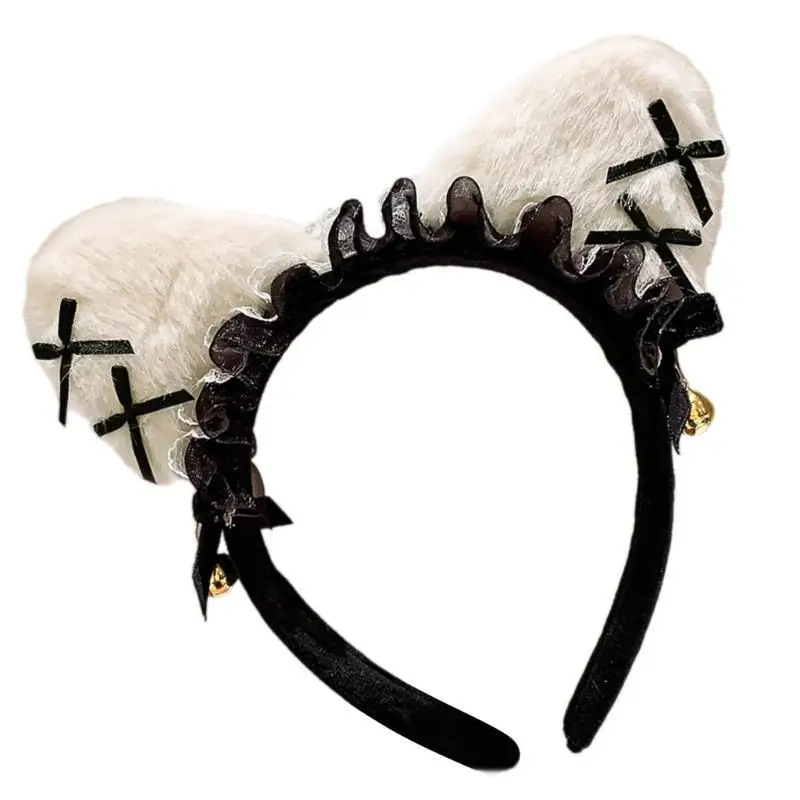 39BB Lace Bowknot Cats Ear Hairhoop para Cats Mulheres Roleplay Anime Maid Head Band Party Costom