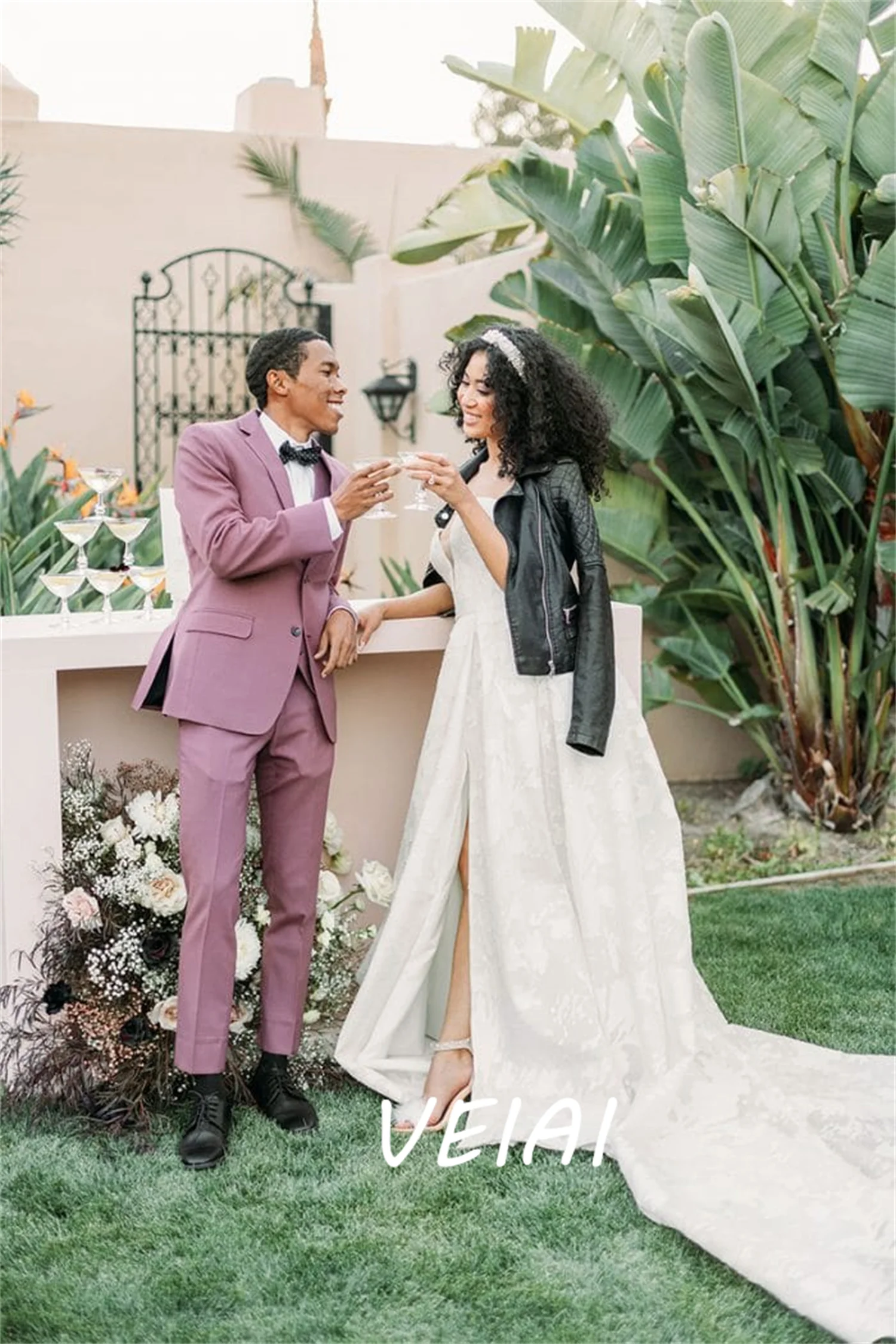 

CustomizedWisteria Wedding Suits for Men Notched Lapel Single Breasted Costume Homme Mariage 3 Piece Blazer Tuxedos Suit Coat+Ve