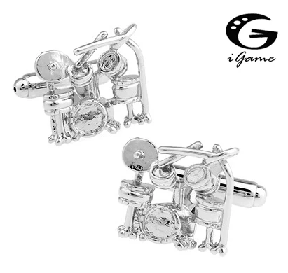 iGame Drum Set Cuff Links Quality Brass Material Silver Color  