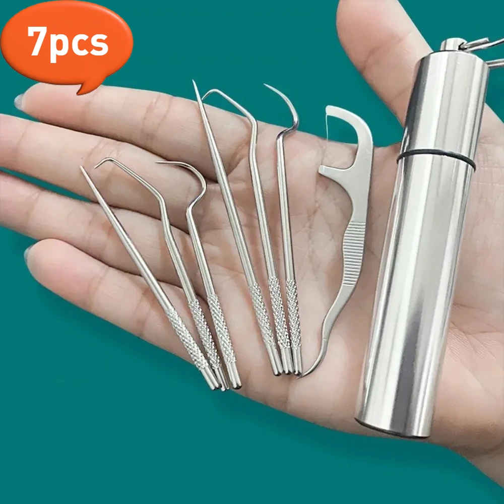 

Набор зубочисток из нержавеющей стали 304, чистка зубов, межзубная щетка, средство для удаления зубного камня, многоразовая нить для ухода за полостью рта