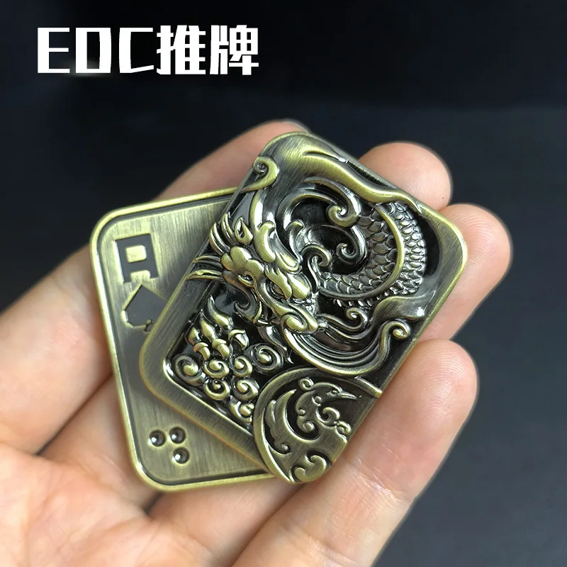 Zodiac Dragon Magnetic Push Coin Haptic Coin Push Slider Pushing Plate Mechanical Slider Fidget EDC Metal Stress Relief Toy