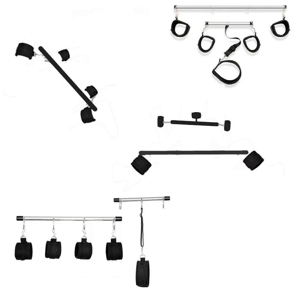 Sex Spreader Bar Adult Handcuff BDSM Leg Restraint Collar Neck Leash Couple SM Slave Erotic Games Steel Bar Spreader Sex Toy Kit