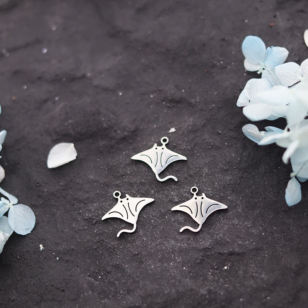 3pcs Manta Charms Stainless Steel Charm For Jewelry Making Sea Ocean Animal Pendant DIY Necklace Bracelet Gifts