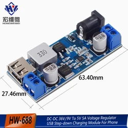 DC-DC 24V/12V To 5V 5A Step Down Power Supply Buck Converter Replace LM2596S Adjustable USB Step-down Charging Module For Phone