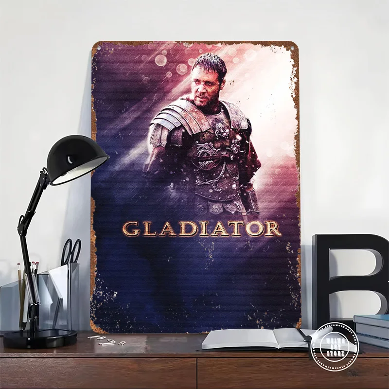 Gladiator Movies Poster Customized Vintage Metal Signs Wall Art Retro Tin Plaque for Interior Decoration Living Room Accessories
