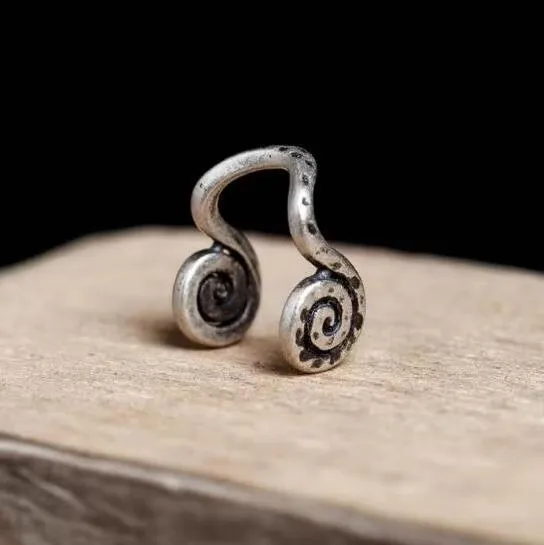 2026 Antique 925 Sterling Silver Musical Note Clip Earrings Non-Pierced Nose Hoop Ear Cuff for Women Fashionable Jewelry