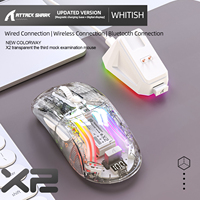 Attack Shark X2Pro RGB Magnetic Charging Wireless Mouse, Bluetooth Tri-Mode,Transparent, Battery Indicator, Computer Phone