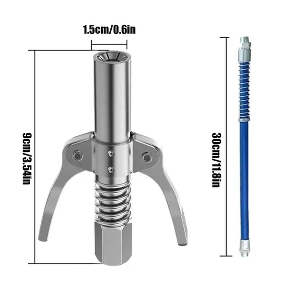 High Pressure Dual Handle Grease Gun Nozzle Coupler Lock Clamp Type Manual Grease Nozzle Oil Injection Head Refueling Accessory