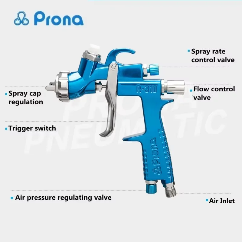 Prona R-310 Gravity feed manual spray Gun with cup, R310 car painting gun, furniture/wood metal surface paint