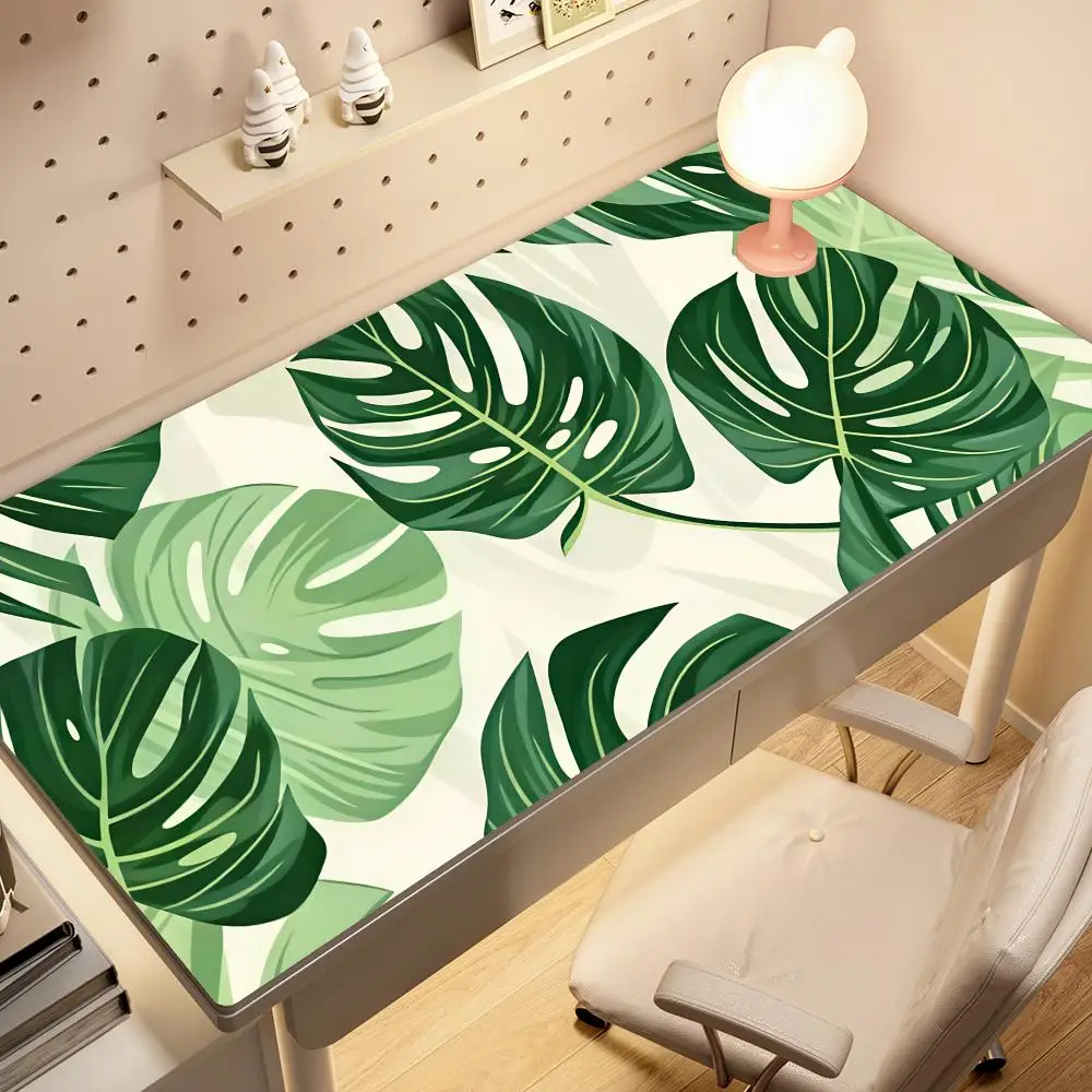 Monstera Leaf Green Mouse Pad Large Computer Office Game Table Mat XXL Rubber Anti-slip Stitch Edge Keyboard Mats Long Desk Pads