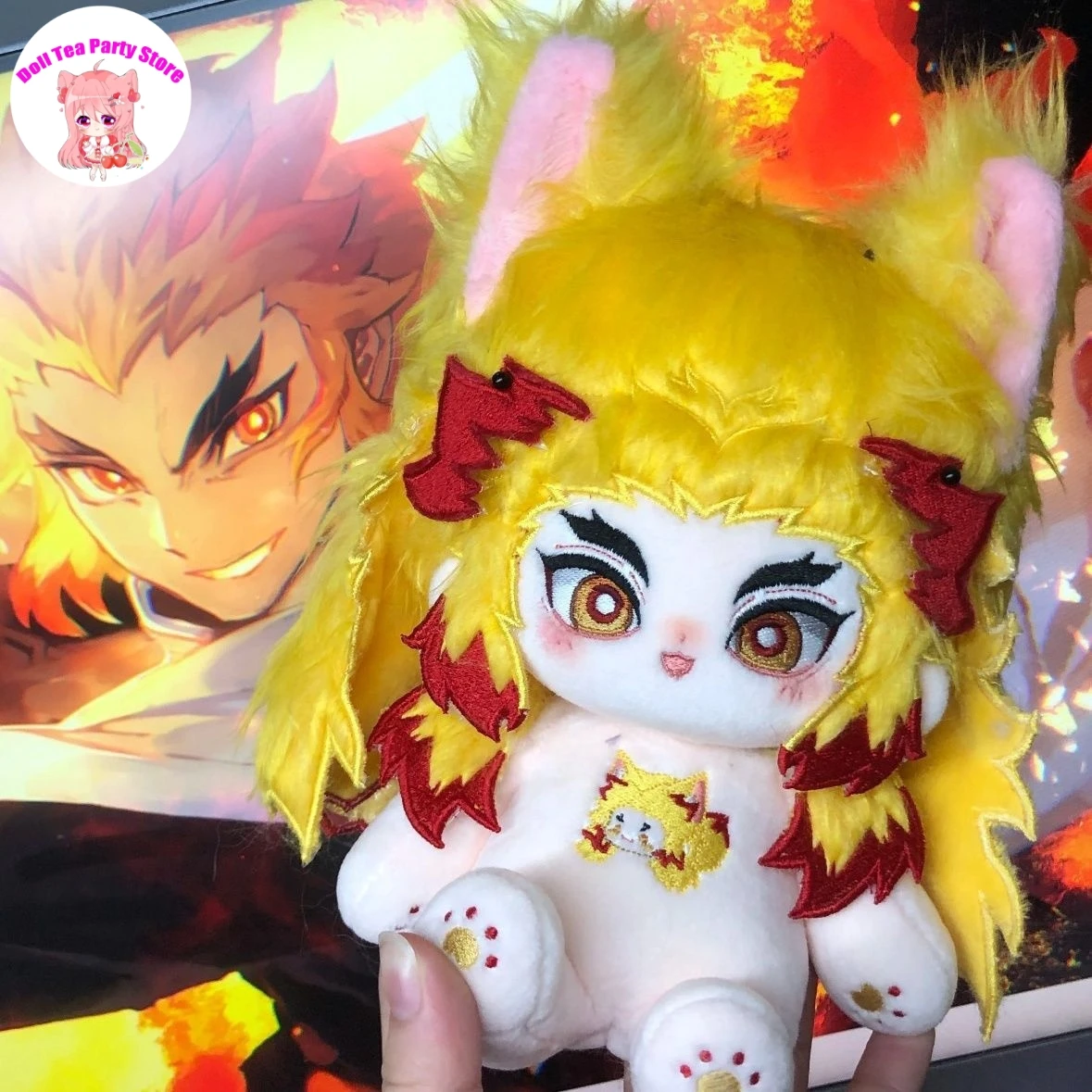 

Rengoku Kyoujurou, хлопковая кукла, сменная одежда с героями мультфильмов, плюшевые игрушки, аниме, 20 см, фигурки, плюшевые игрушки для тела