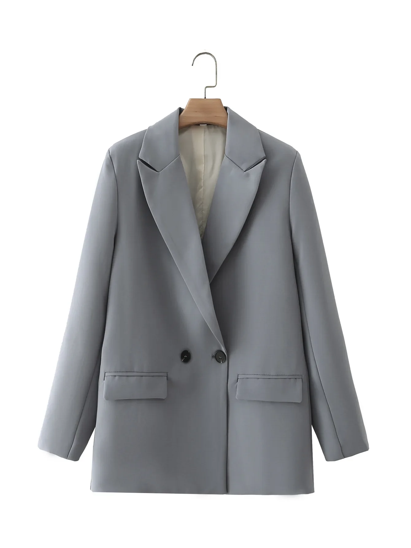 J17Women's 2024 Spring and AutuD114mn New European and American Style Fashion Casual Light Gray Suit Jacket for Women