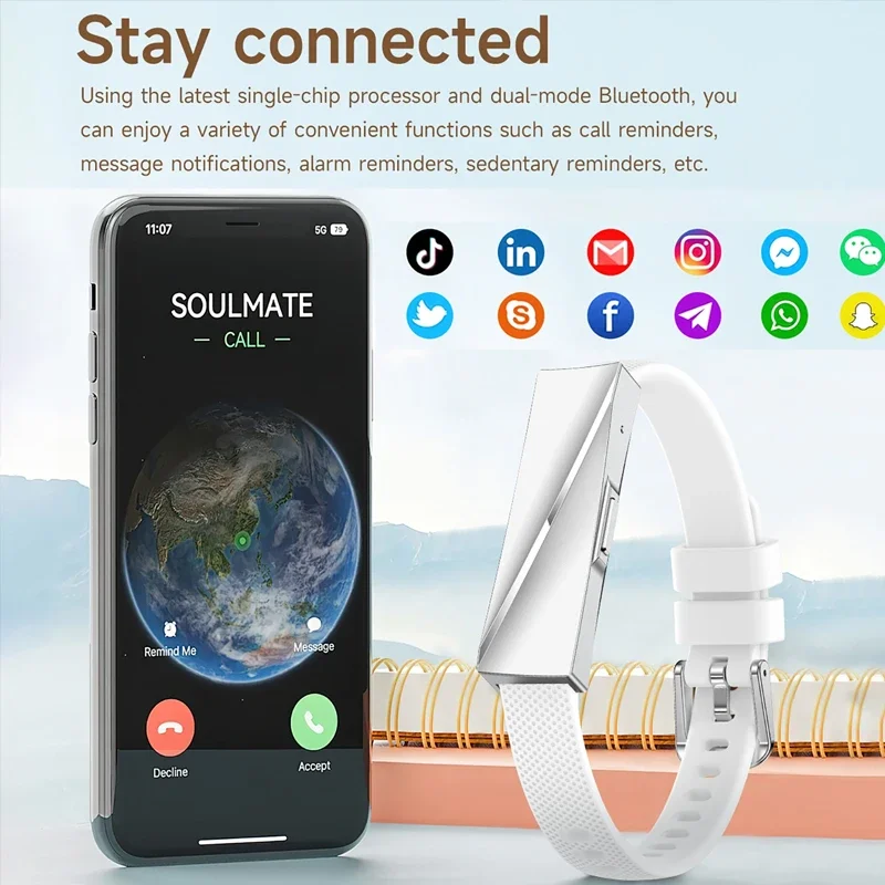 Recordatorio de llamadas Pulsera inteligente Monitoreo del ritmo cardíaco durante el sueño Rastreador de ejercicios deportivo Pulsera inteligente para parejas Correa de acero y silicona