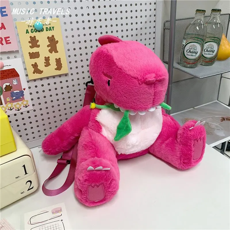 Cute Pink Dinosaur Plush Backpacks Super Soft Kawaii  Animals Plushie Crossbody Bag Versatile Knapsack for Girls Birthday Gifts