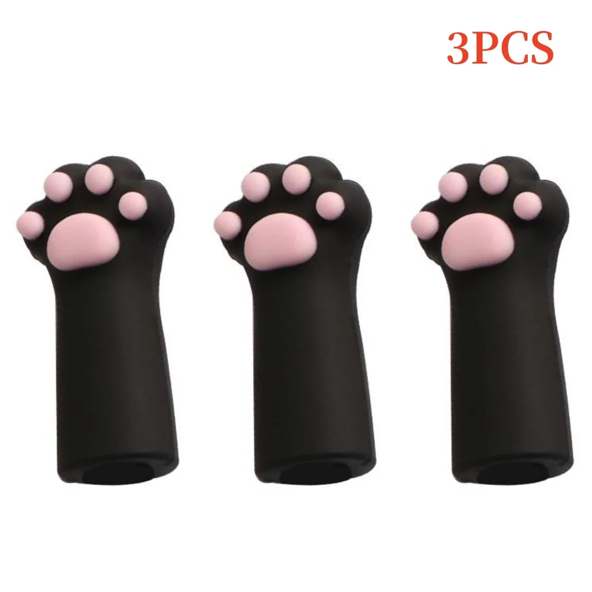 Cat Paw Silicone Lápis Cap Set, Soft Touch Pen Cover, Papelaria de Forma Múltipla, Material de Escritório Estudante Escolar, Presente, Bonito, 3Pcs