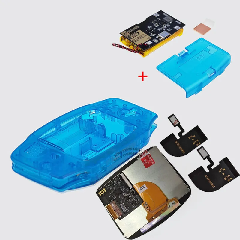 IPS V4 Pre-gelamineerde scherm LCD-schaalsets 1800mAh ingebouwde lithium batterij met Type C oplaadpoort batterijdeksel voor GBA