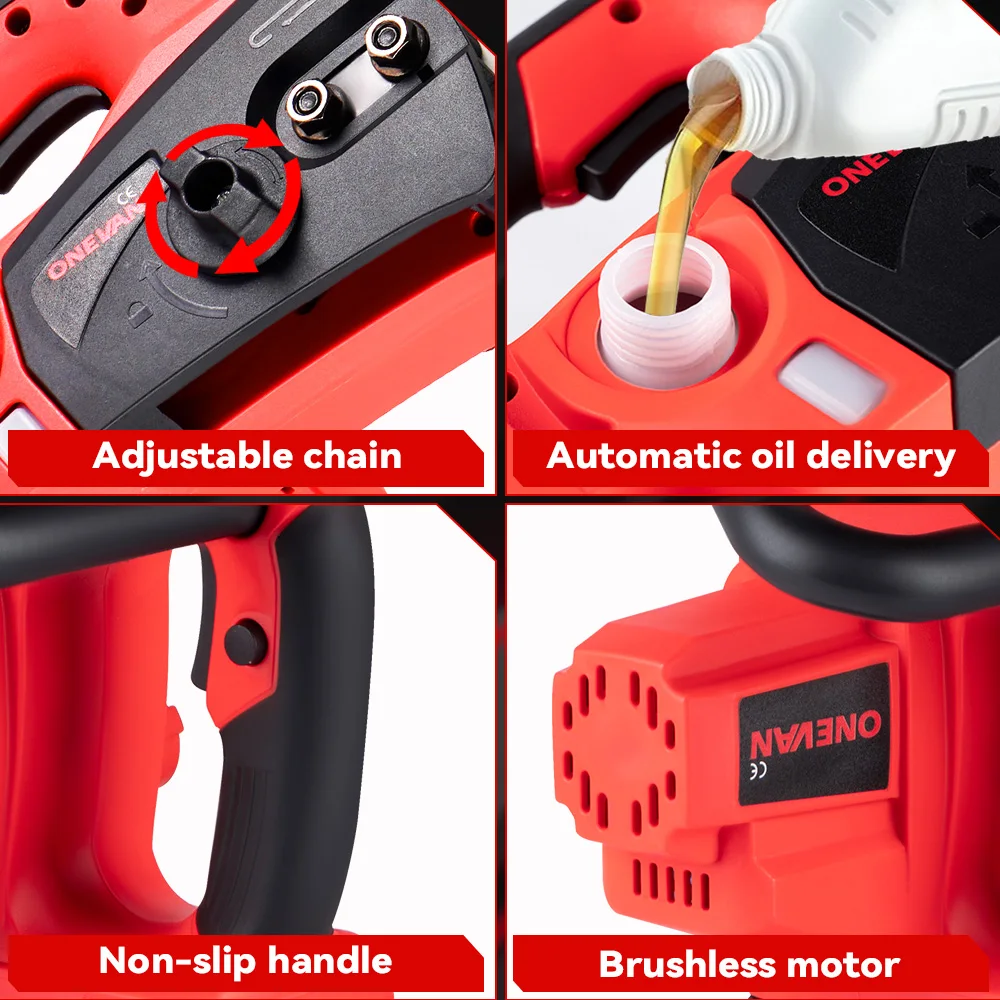 Onevan 16 Zoll bürstenlose elektrische Kettensäge 7980w kabellose Schneid säge Holz bearbeitung Gartens chnitt Elektro werkzeug für Makita Batterie